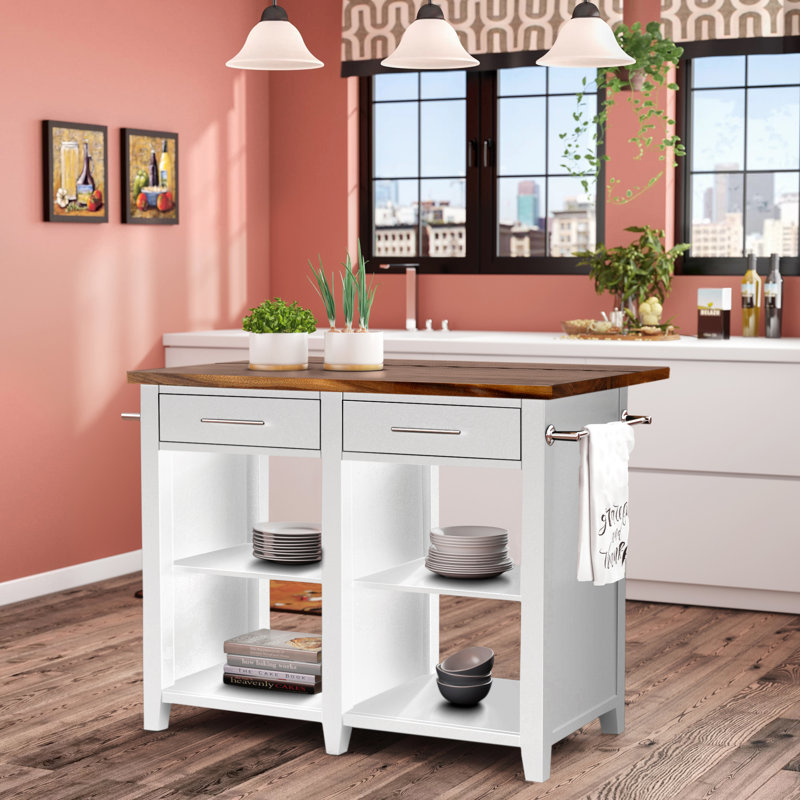 Laurel Foundry Modern Farmhouse Jaxon Counter Kitchen Island Solid Wood